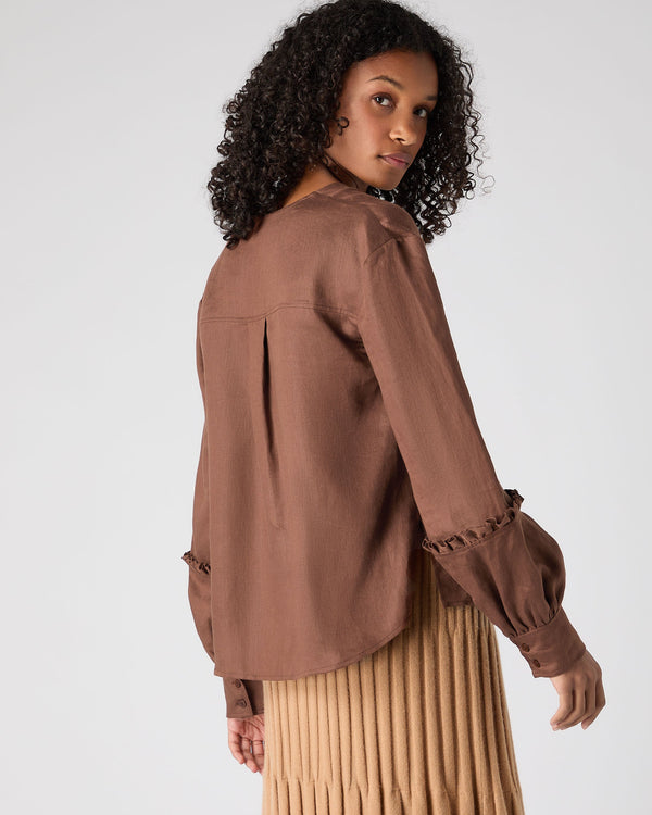 N.peal Women's Sienna Linen Top In Tan Brown