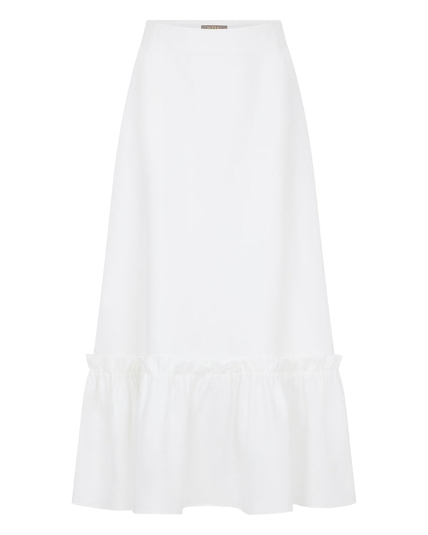 N.peal Women's Sofia Ruffle Linen Skirt In White