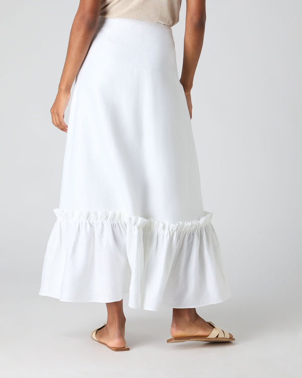 N.peal Women's Sofia Ruffle Linen Skirt In White