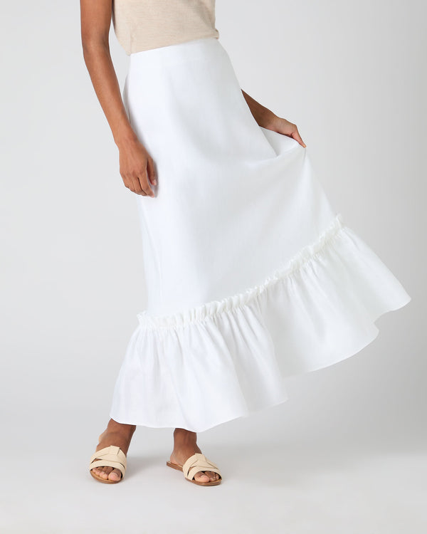n.peal Women's Sofia Ruffle Linen Skirt In White