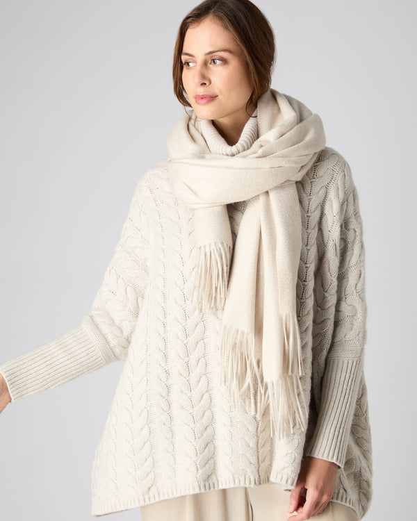 N.peal Women's Woven Cashmere Shawl In Ecru White