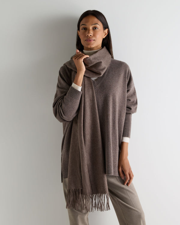 N.peal Women's Woven Cashmere Shawl In Otter Brown