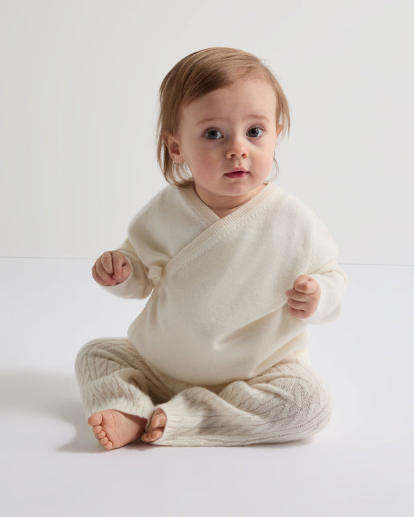 N.peal Wrap Cashmere Cardigan In New Ivory White