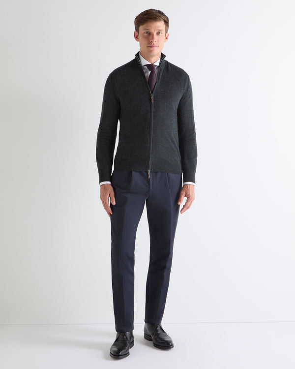 N.peal TUCCI SUPERFINE FULL ZIP In Dark Charcoal Grey