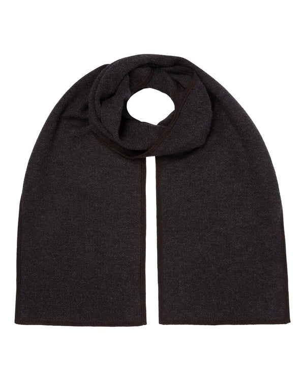 n.peal TUCCI SUPERFINE HERRINGBONE SCARF In Dark Charcoal Grey
