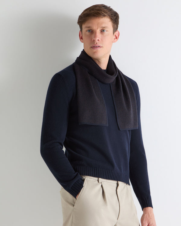 N.peal TUCCI SUPERFINE HERRINGBONE SCARF In Navy Blue