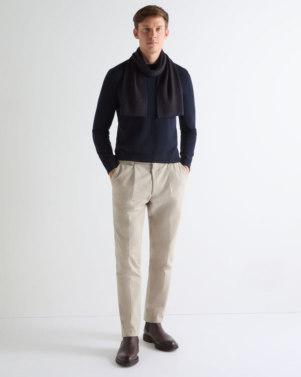 N.peal TUCCI SUPERFINE HERRINGBONE SCARF In Navy Blue