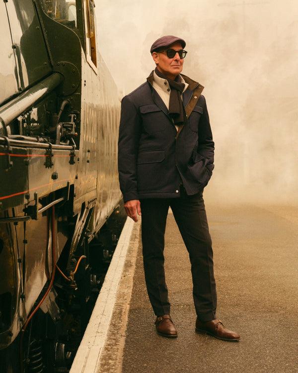 n.peal TUCCI SUPERFINE HERRINGBONE SCARF In Navy Blue