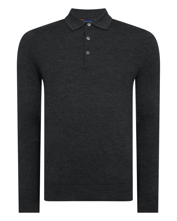 N.peal TUCCI SUPERFINE POLO SHIRT In Dark Charcoal Grey