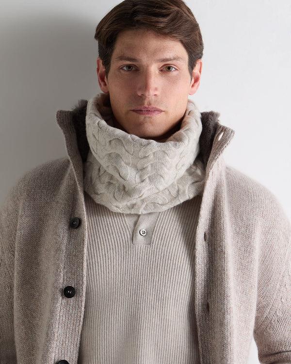 N.peal Unisex Cable Cashmere Snood In Ash Grey Marl