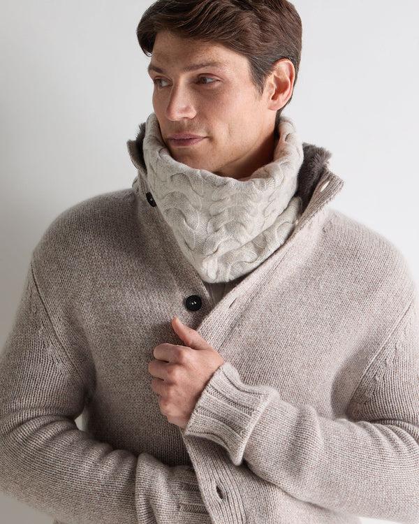 N.peal Unisex Cable Cashmere Snood In Ash Grey Marl