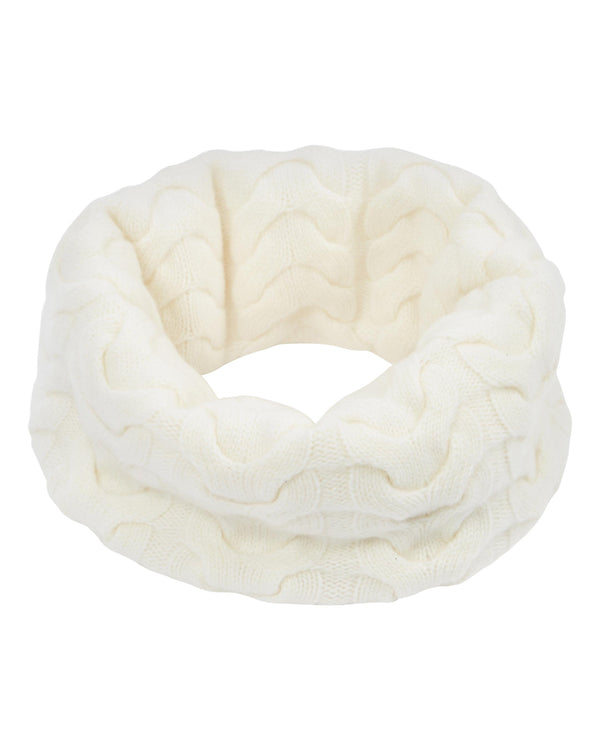 n.peal Unisex Cable Cashmere Snood In New Ivory White
