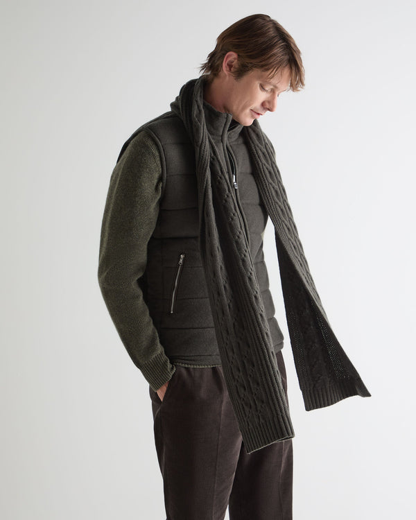 N.peal Unisex Cable Rib Cashmere Scarf In Arabica Khaki Green
