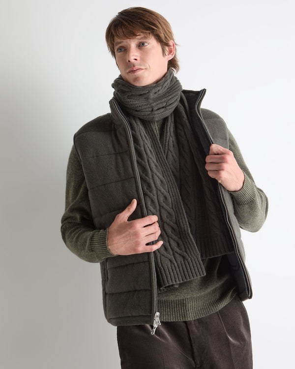 N.peal Unisex Cable Rib Cashmere Scarf In Arabica Khaki Green