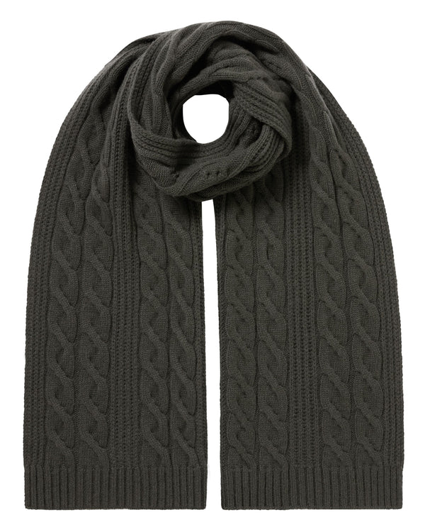 n.peal Unisex Cable Rib Cashmere Scarf In Arabica Khaki Green