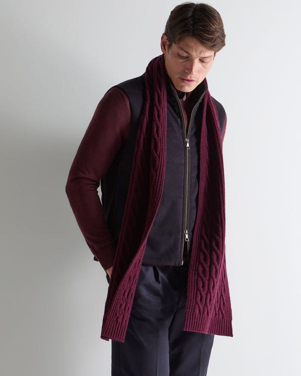 N.peal Unisex Cable Rib Cashmere Scarf In Bordeaux Red