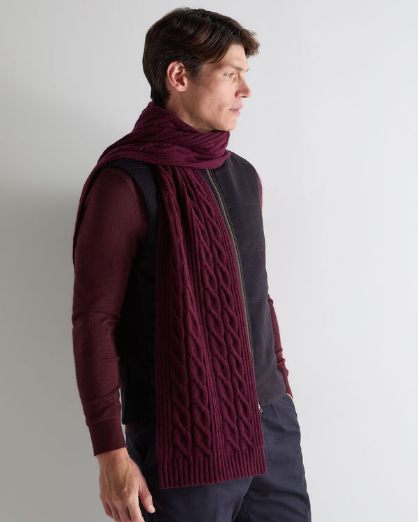 N.peal Unisex Cable Rib Cashmere Scarf In Bordeaux Red