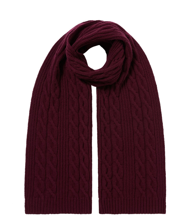 n.peal Unisex Cable Rib Cashmere Scarf In Bordeaux Red
