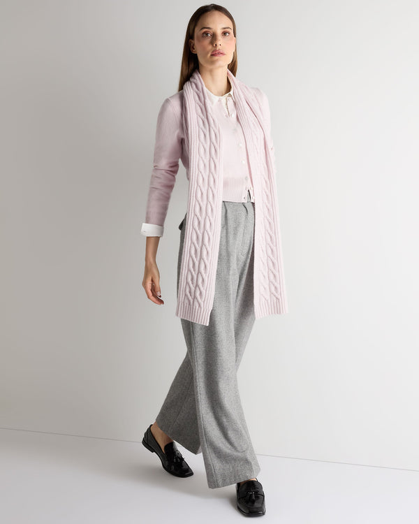 N.peal Unisex Cable Rib Cashmere Scarf In Chalk Pink