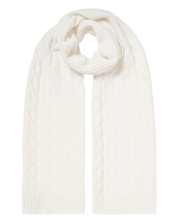 n.peal Unisex Cable Rib Cashmere Scarf In New Ivory White