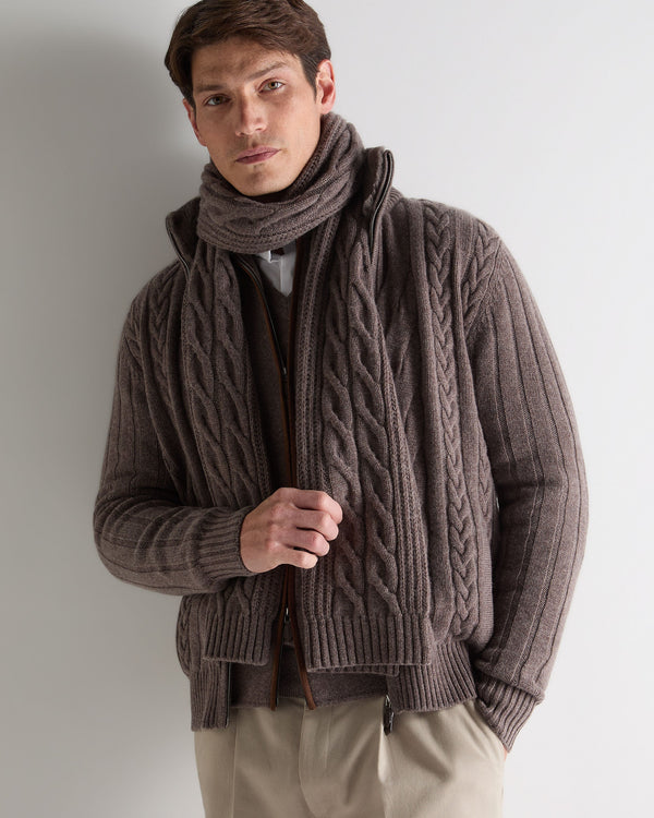 N.peal Unisex Cable Rib Cashmere Scarf In Otter Brown