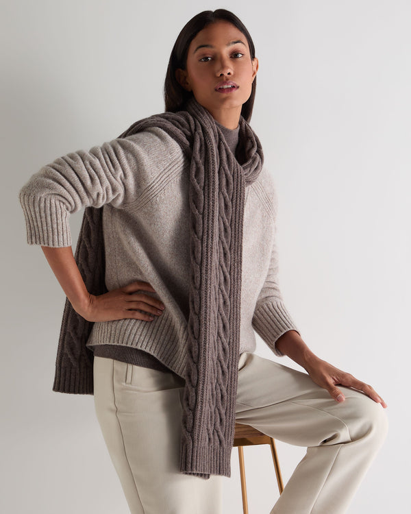 N.peal Unisex Cable Rib Cashmere Scarf In Otter Brown