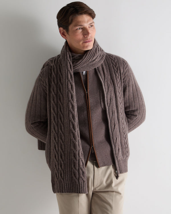 N.peal Unisex Cable Rib Cashmere Scarf In Otter Brown