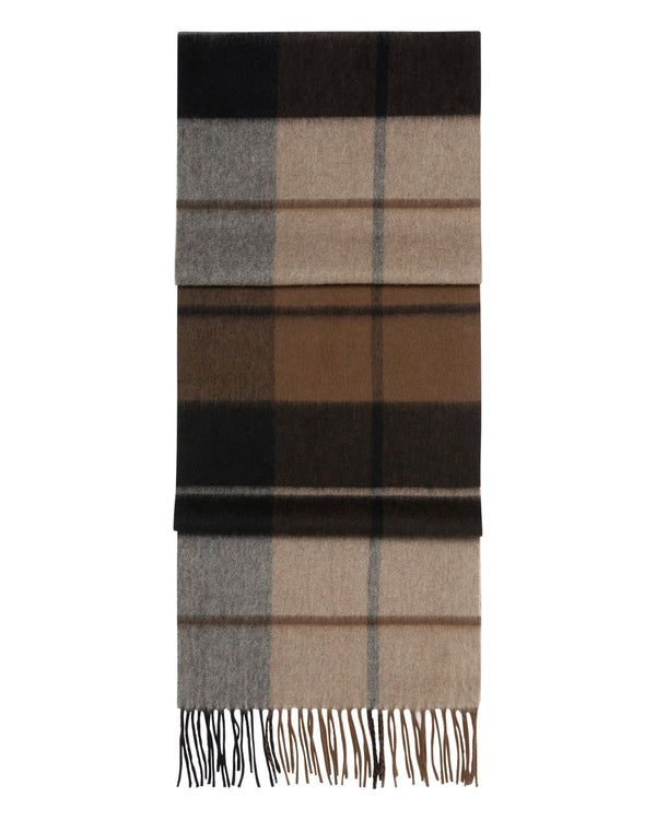 n.peal Unisex Cashmere Check Scarf In Dark Brown Check