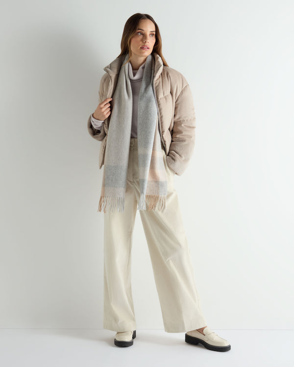 N.peal Unisex Cashmere Check Scarf In Light Grey + Camel