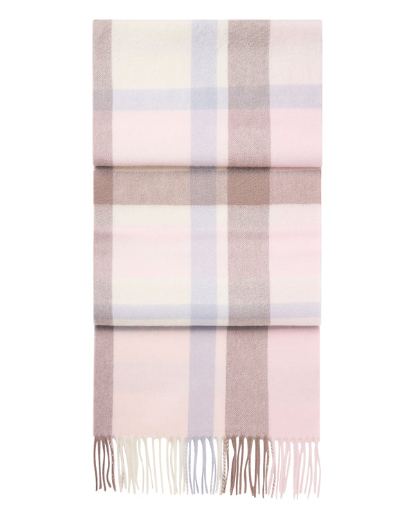 n.peal Unisex Cashmere Check Scarf In Oatmeal + Grey Check