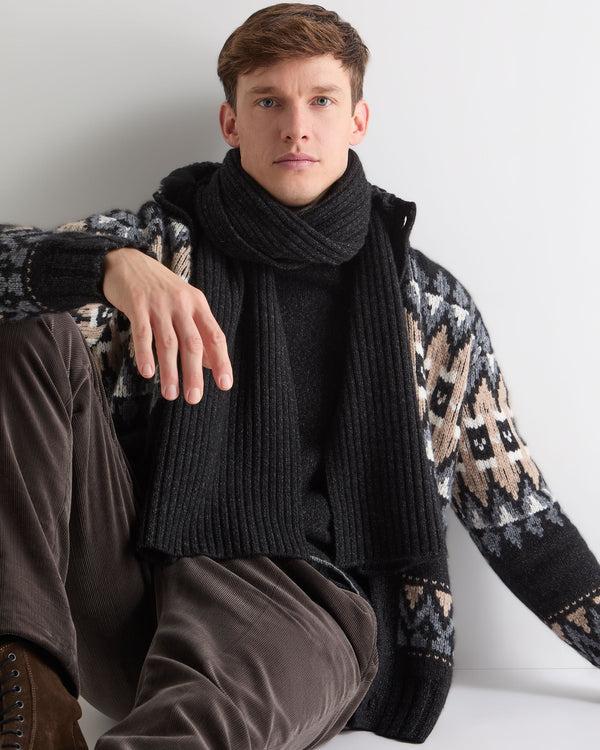 N.peal Unisex Chunky Rib Cashmere Scarf In Charcoal Grey Melange