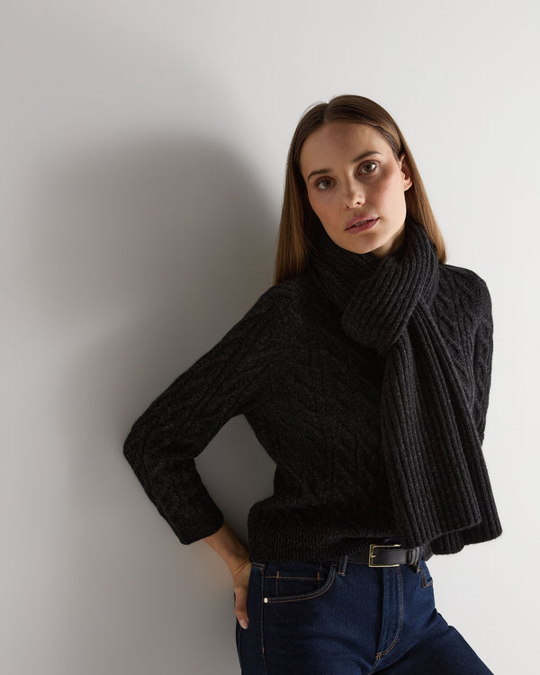 N.peal Unisex Chunky Rib Cashmere Scarf In Charcoal Grey Melange