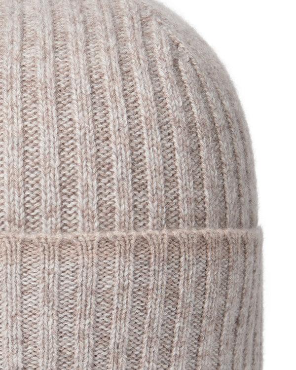 N.peal Unisex Chunky Rib Contrast Cashmere Hat In Basilica Beige Brown