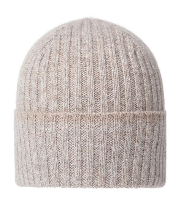 n.peal Unisex Chunky Rib Contrast Cashmere Hat In Basilica Beige Brown
