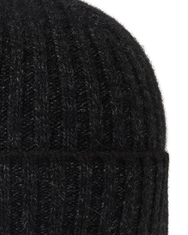 N.peal Unisex Chunky Rib Contrast Cashmere Hat In Charcoal Grey Melange