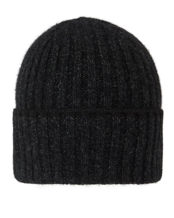 n.peal Unisex Chunky Rib Contrast Cashmere Hat In Charcoal Grey Melange