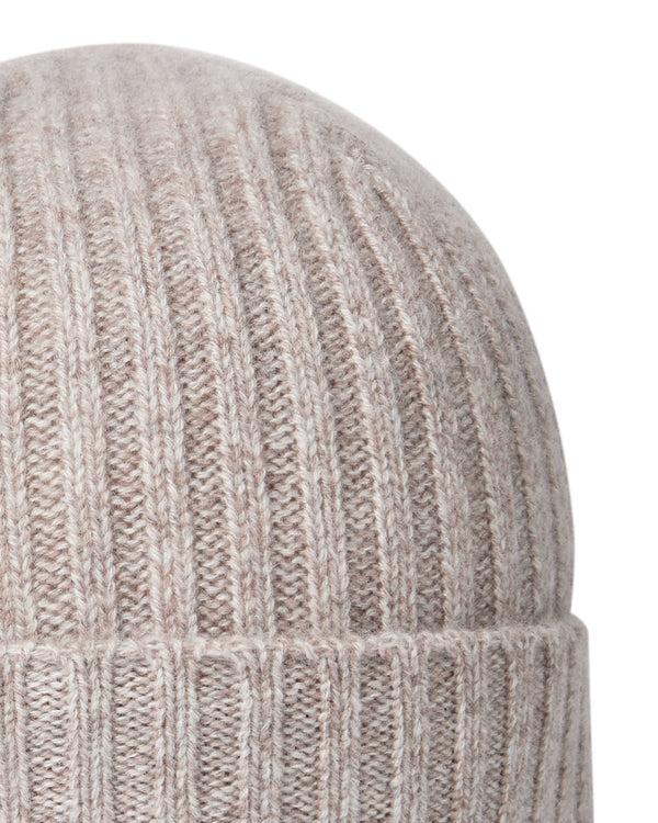 N.peal Unisex Chunky Ribbed Cashmere Hat In Basilica Beige Brown Marl