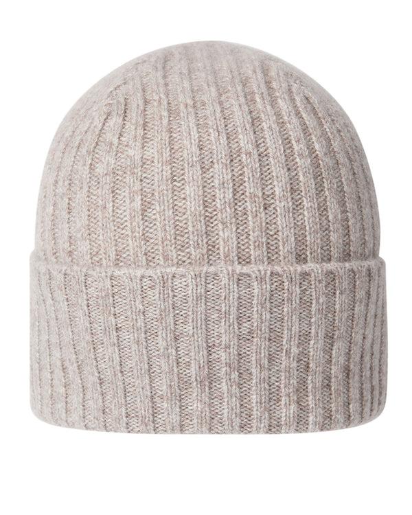 n.peal Unisex Chunky Ribbed Cashmere Hat In Basilica Beige Brown Marl