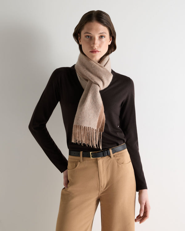 N.peal Unisex Doubleface Woven Cashmere Scarf In Dark Tan Brown