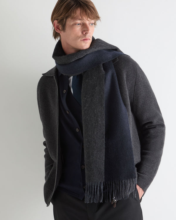 N.peal Unisex Doubleface Woven Cashmere Scarf In Deep Charcoal Grey