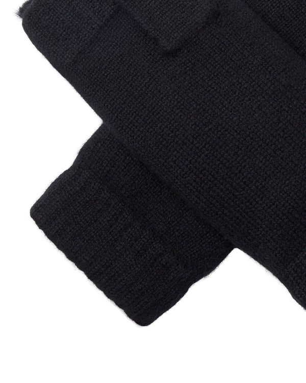 N.peal Unisex Fur Lined Fingerless Cashmere Gloves In Black