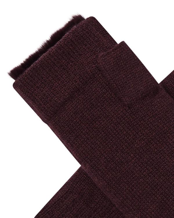 N.peal Unisex Fur Lined Fingerless Cashmere Gloves In Claret Red