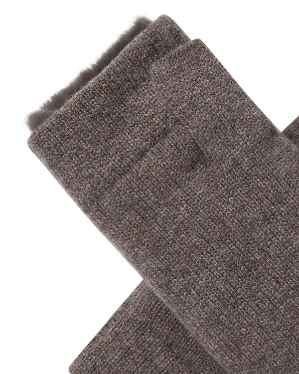 N.peal Unisex Fur Lined Fingerless Cashmere Gloves In Otter Brown