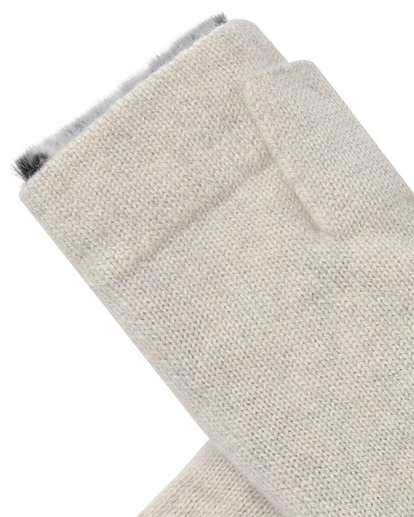 N.peal Unisex Fur Lined Fingerless Cashmere Gloves In Pebble Grey