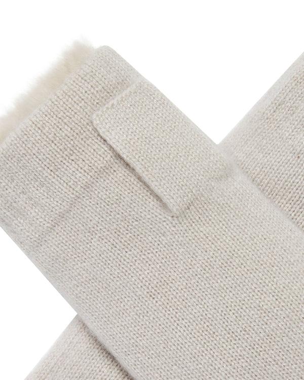 N.peal Unisex Fur Lined Fingerless Cashmere Gloves In Snow Grey
