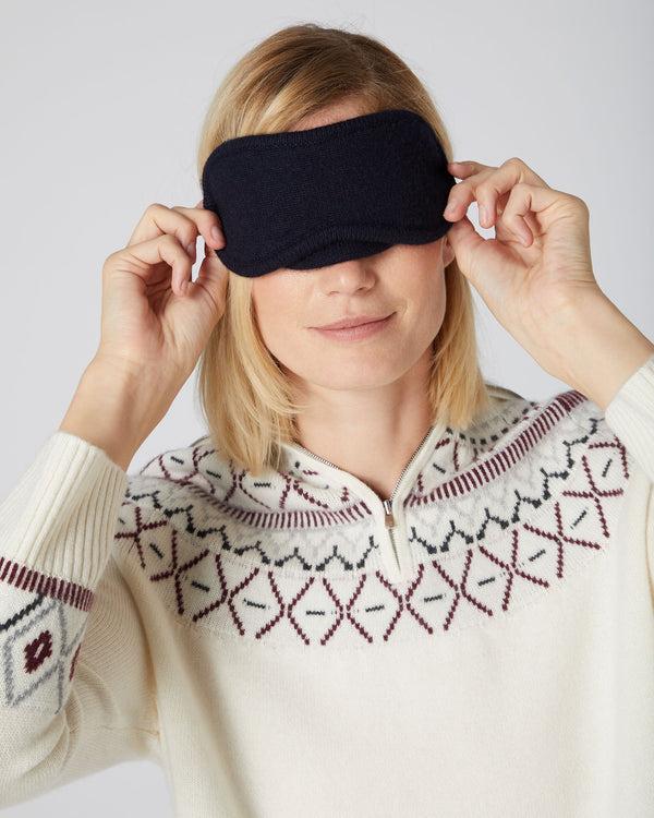 N.peal Unisex Knitted Cashmere Eye Mask In Navy Blue
