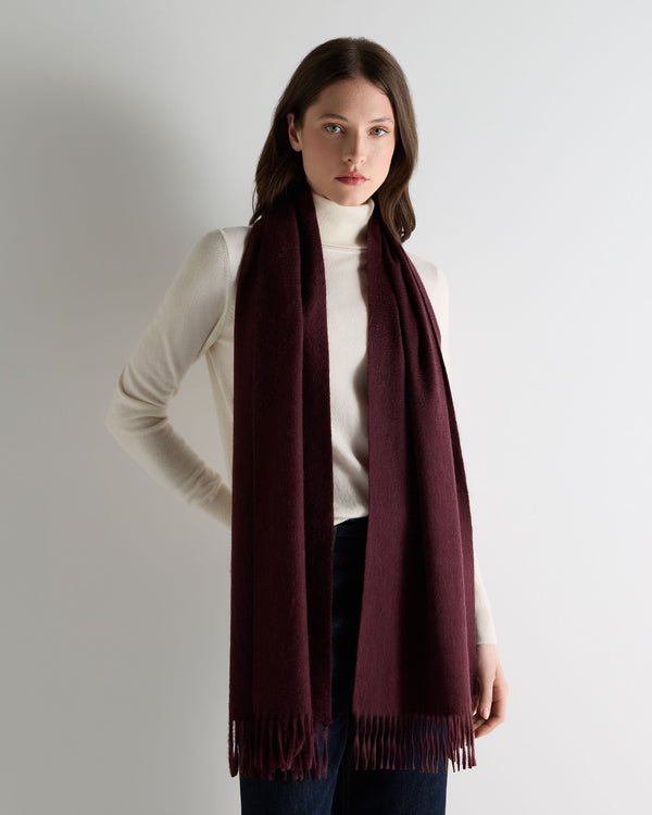 N.peal Unisex Large Woven Cashmere Scarf In Bordeaux Red
