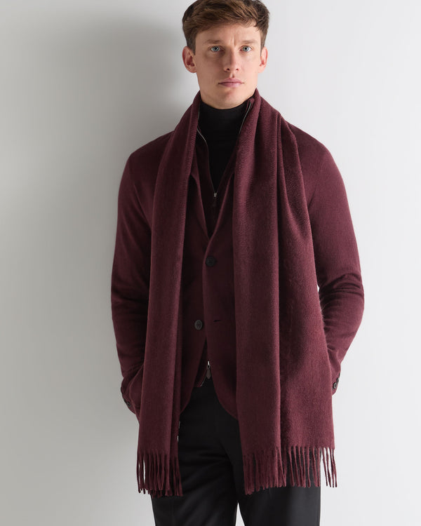 N.peal Unisex Large Woven Cashmere Scarf In Bordeaux Red