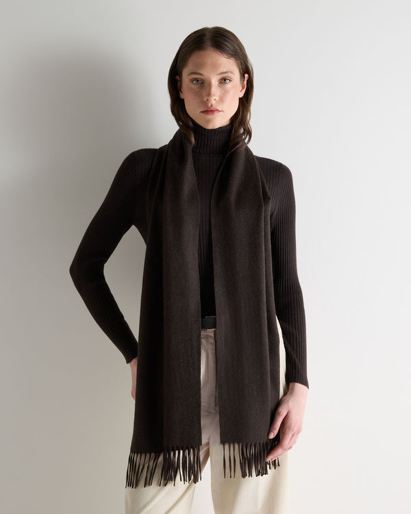 N.peal Unisex Large Woven Cashmere Scarf In Chocolate Brown