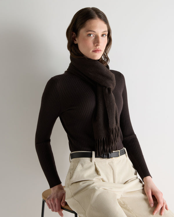 N.peal Unisex Large Woven Cashmere Scarf In Chocolate Brown